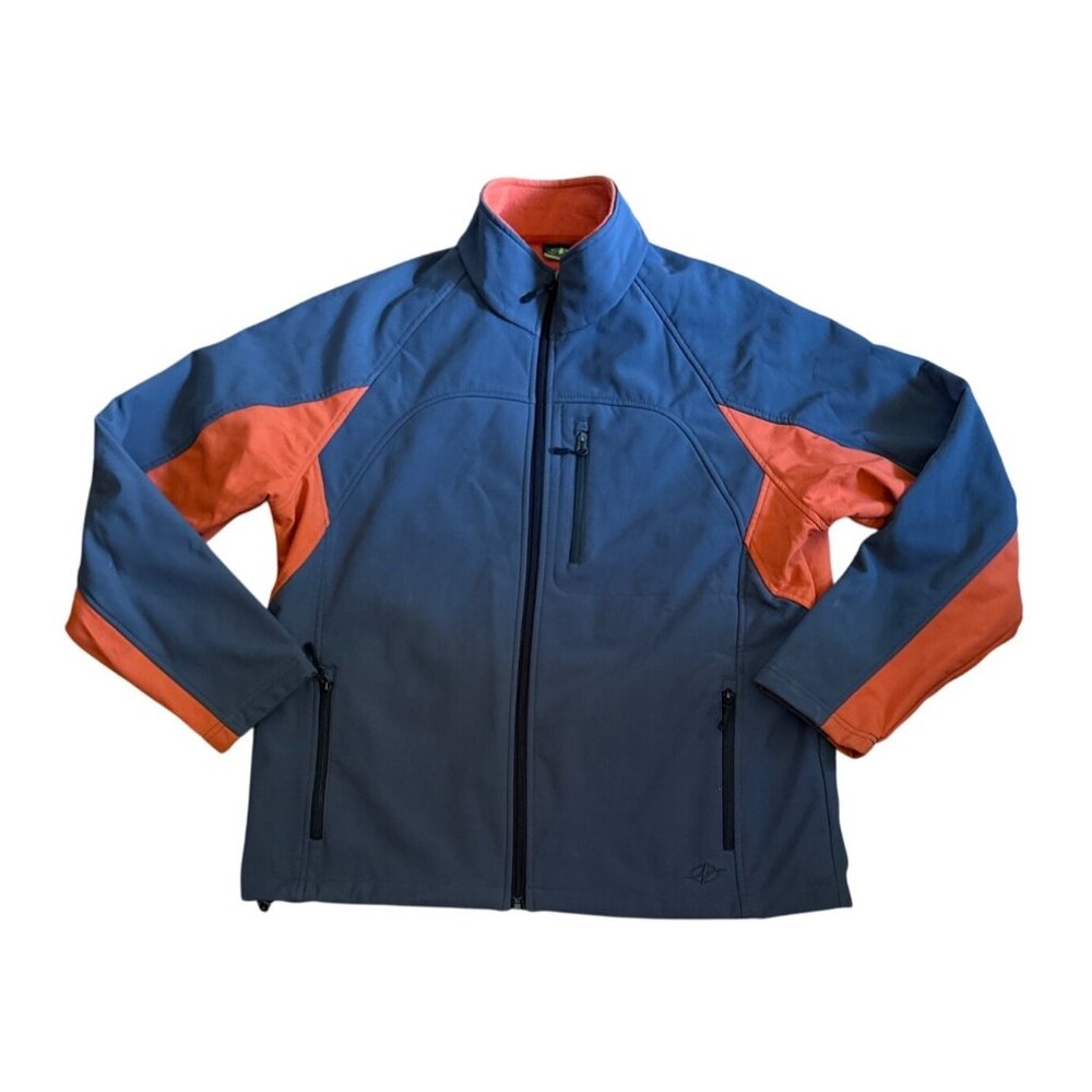 NordicTrack Jacket Mens L/G Blue & Orange Colorblock Full Zip Fleece Lining NWOT